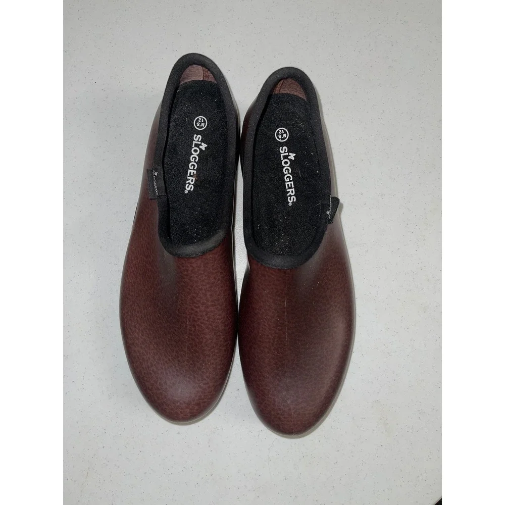 Sloggers Mens Garden Shoes Brown Waterproof Rain Clog Slip On USA Made Size 12